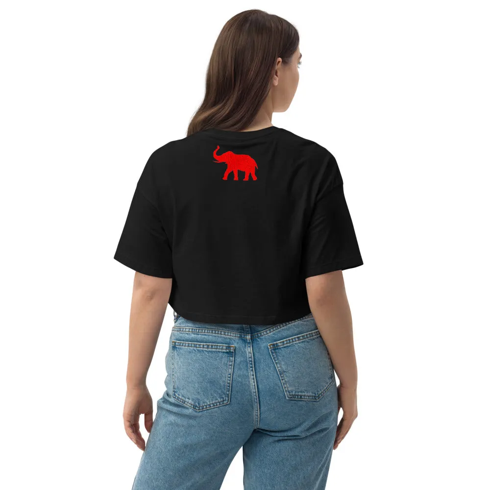 Black Mogul Elephant Loose drop shoulder crop top