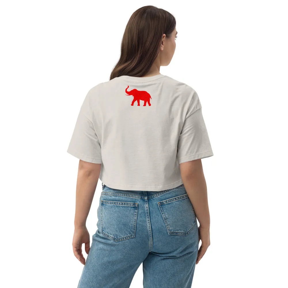 Black Mogul Elephant Loose drop shoulder crop top