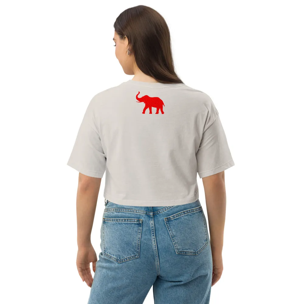 Black Mogul Elephant Loose drop shoulder crop top