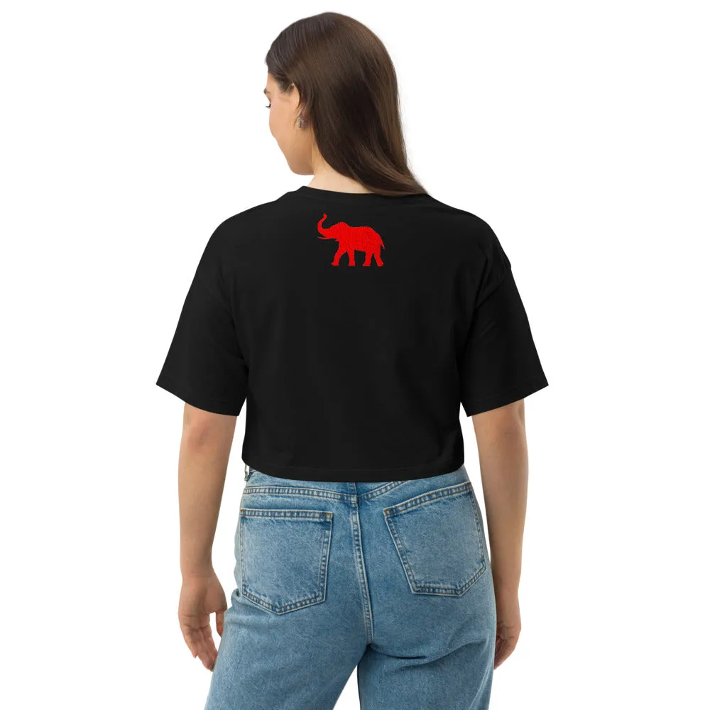 Black Mogul Elephant Loose drop shoulder crop top