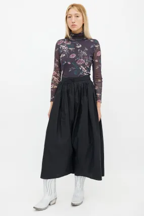 Black Oversized Drop Seat Crop Pant