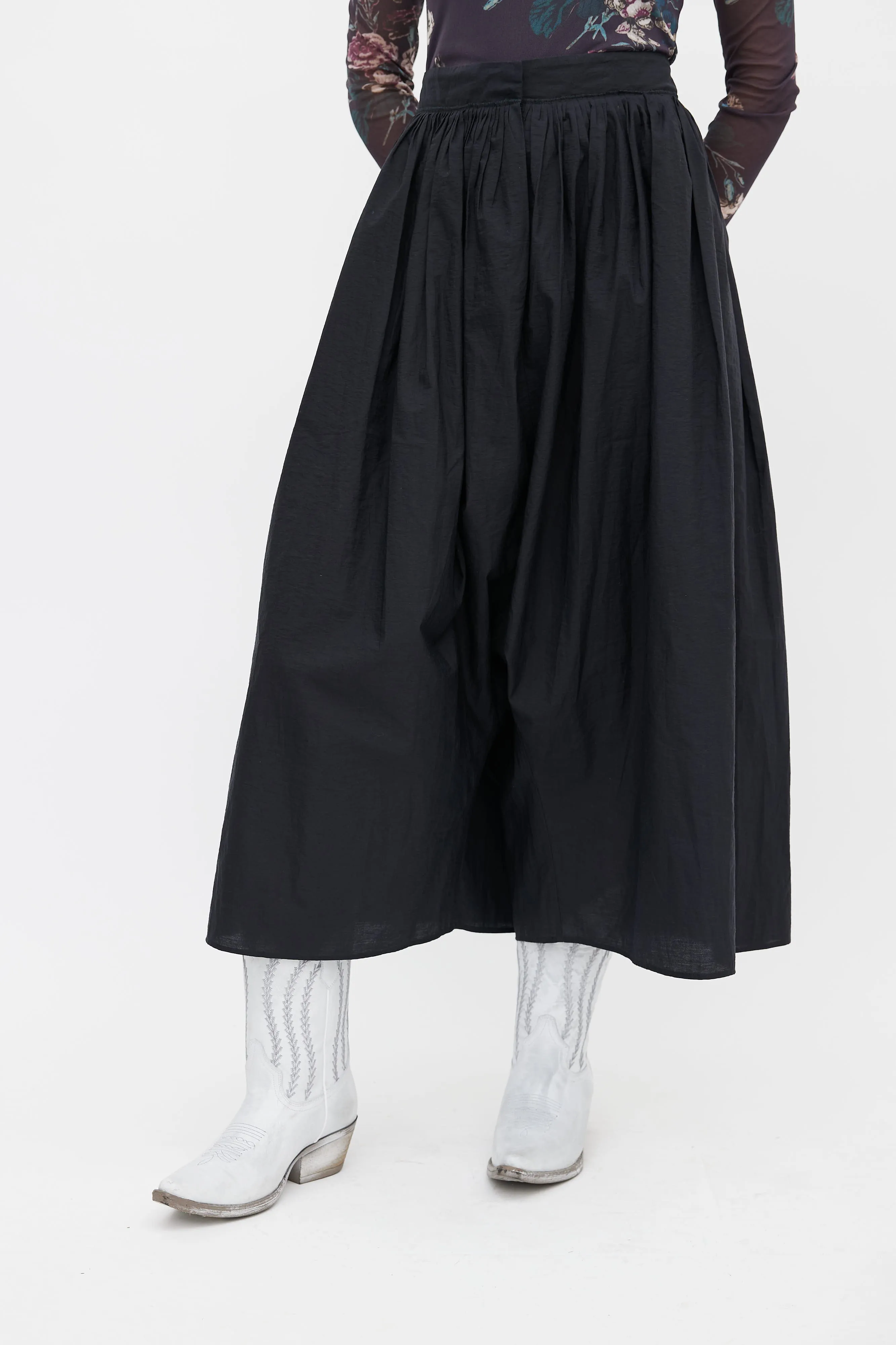 Black Oversized Drop Seat Crop Pant