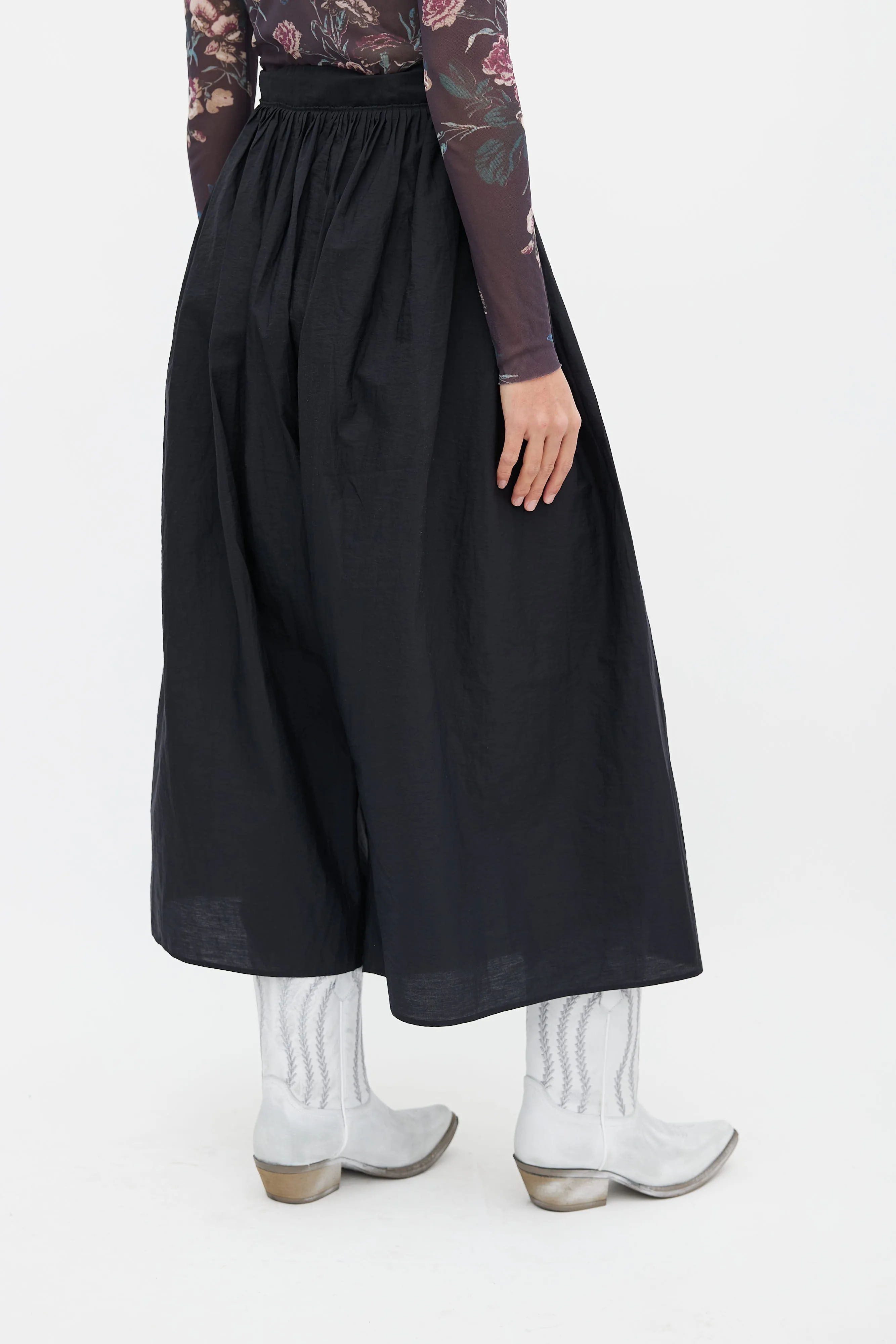 Black Oversized Drop Seat Crop Pant