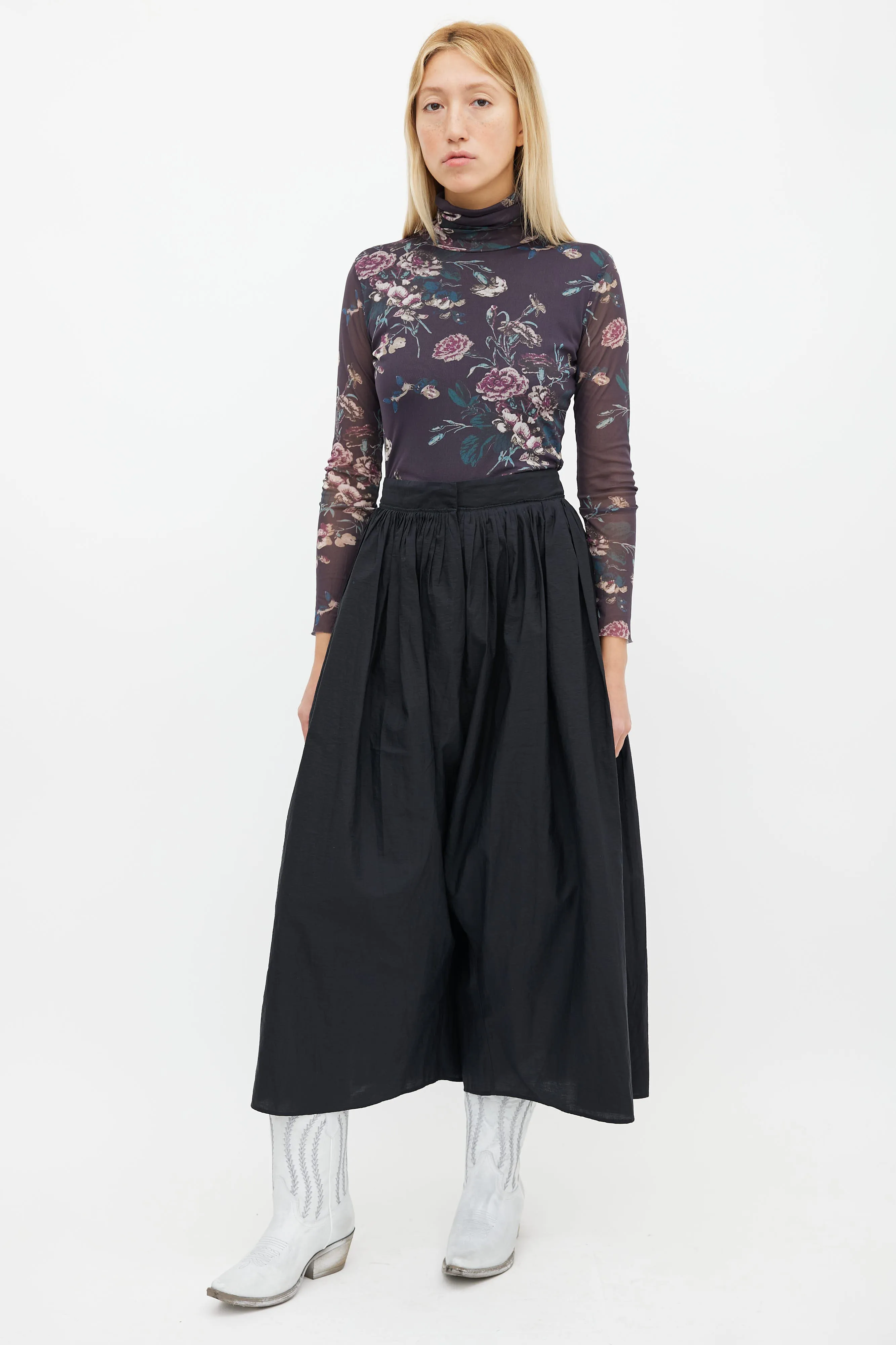 Black Oversized Drop Seat Crop Pant