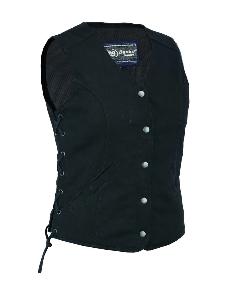 DM  Women's Denim Longer Body ¾ Vest - Side Laces