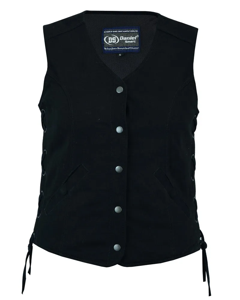 DM  Women's Denim Longer Body ¾ Vest - Side Laces