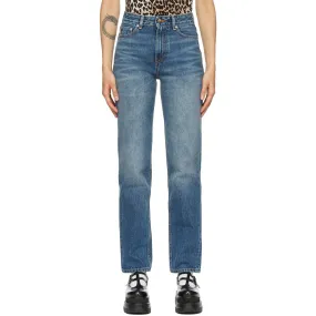 GANNI Blue High-Waisted Straight Jeans
