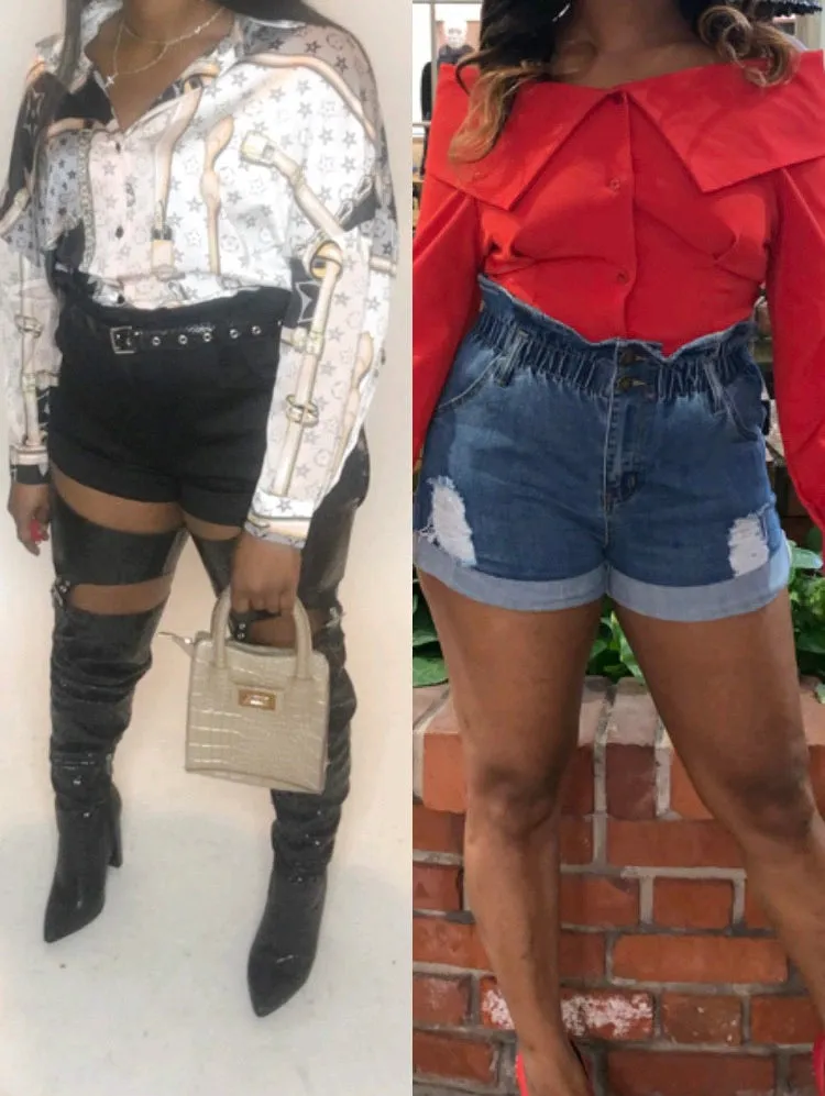 High waisted distressed Shorts