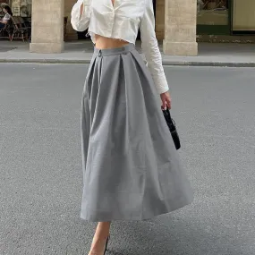 High-Waisted Slim Fit Pleated A-Line Skirt