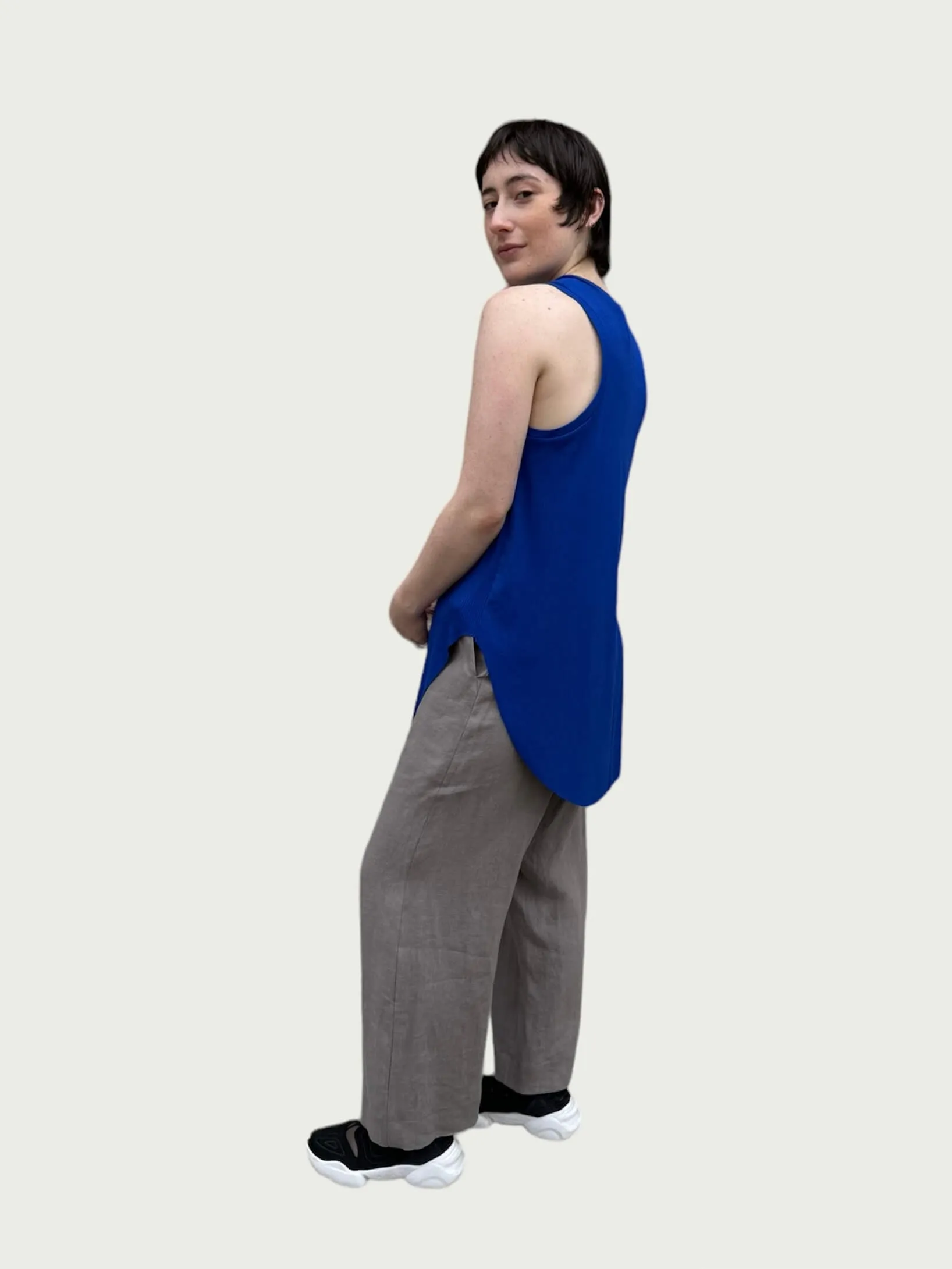 Ribbed Racerback Tank in Electric Blue
