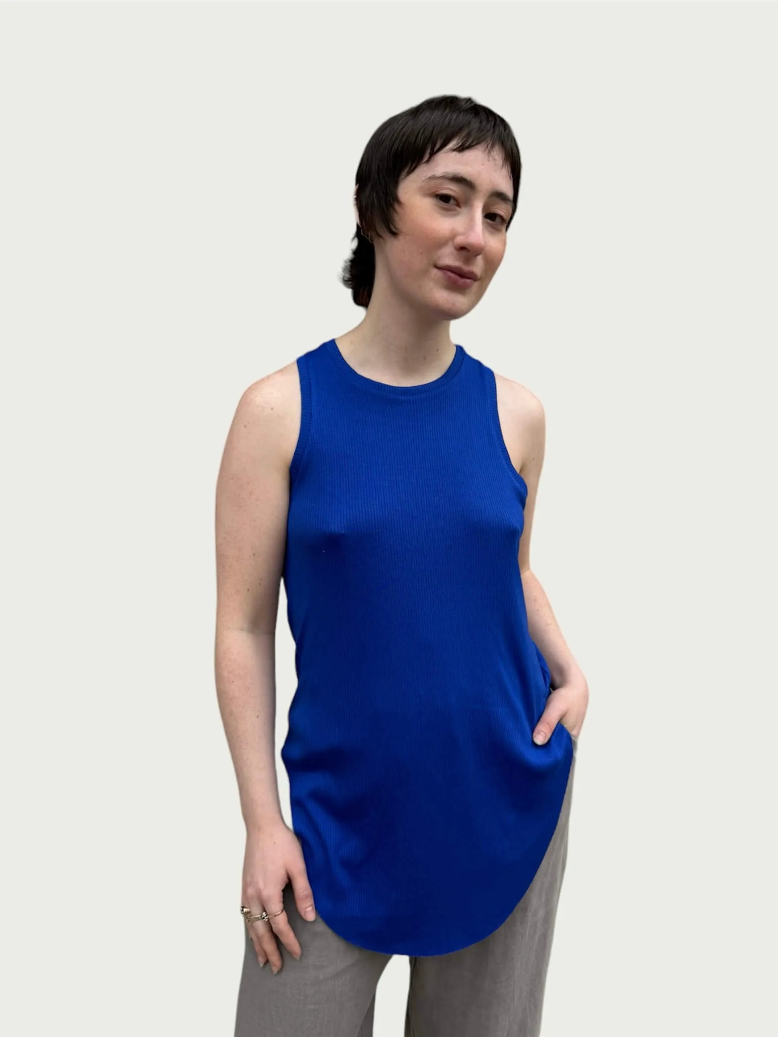 Ribbed Racerback Tank in Electric Blue