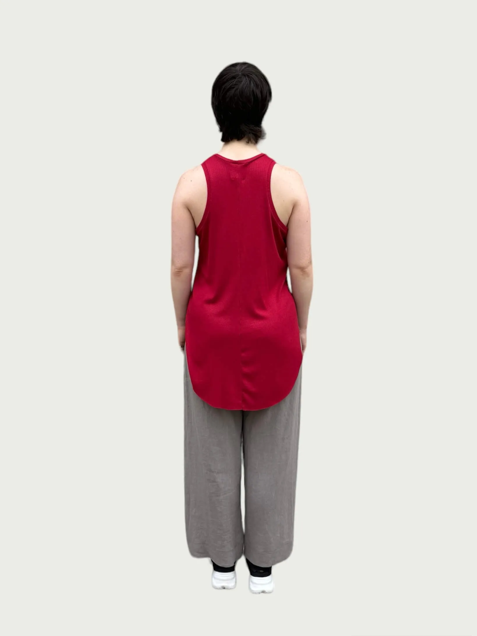 Ribbed Racerback Tank in Raspberry