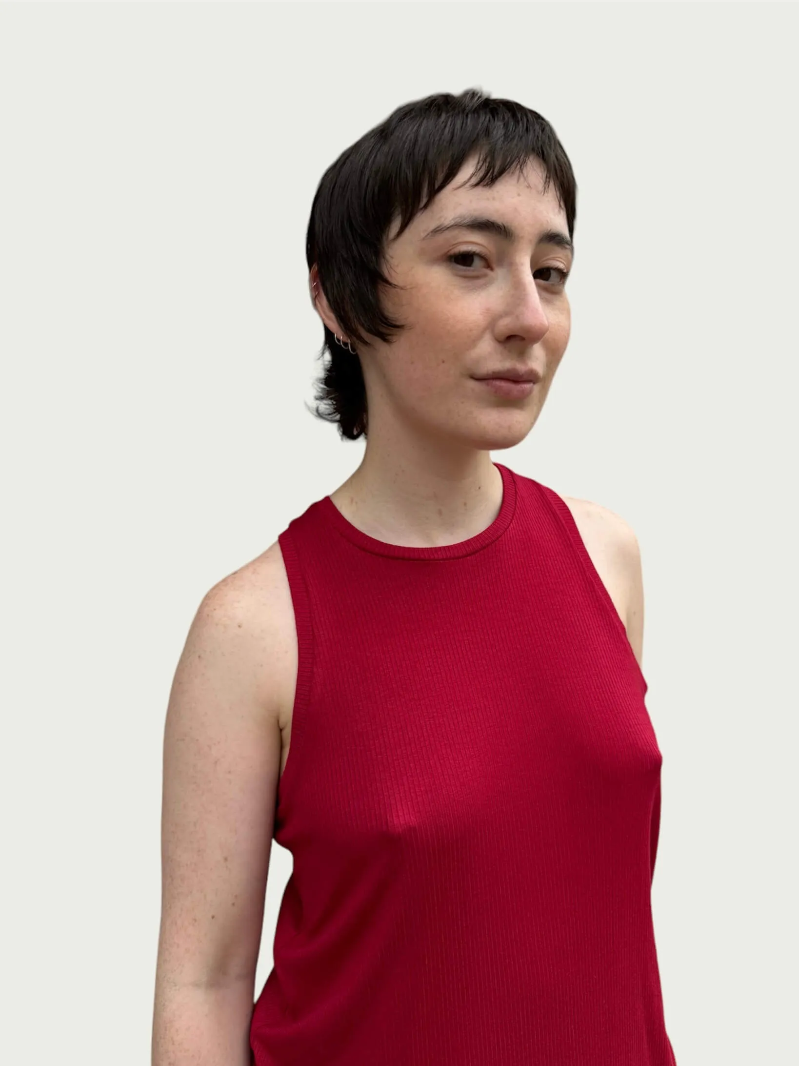Ribbed Racerback Tank in Raspberry