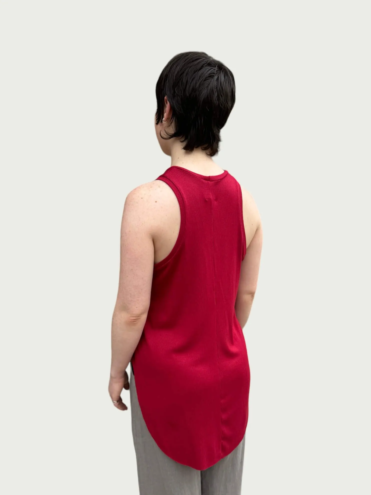 Ribbed Racerback Tank in Raspberry