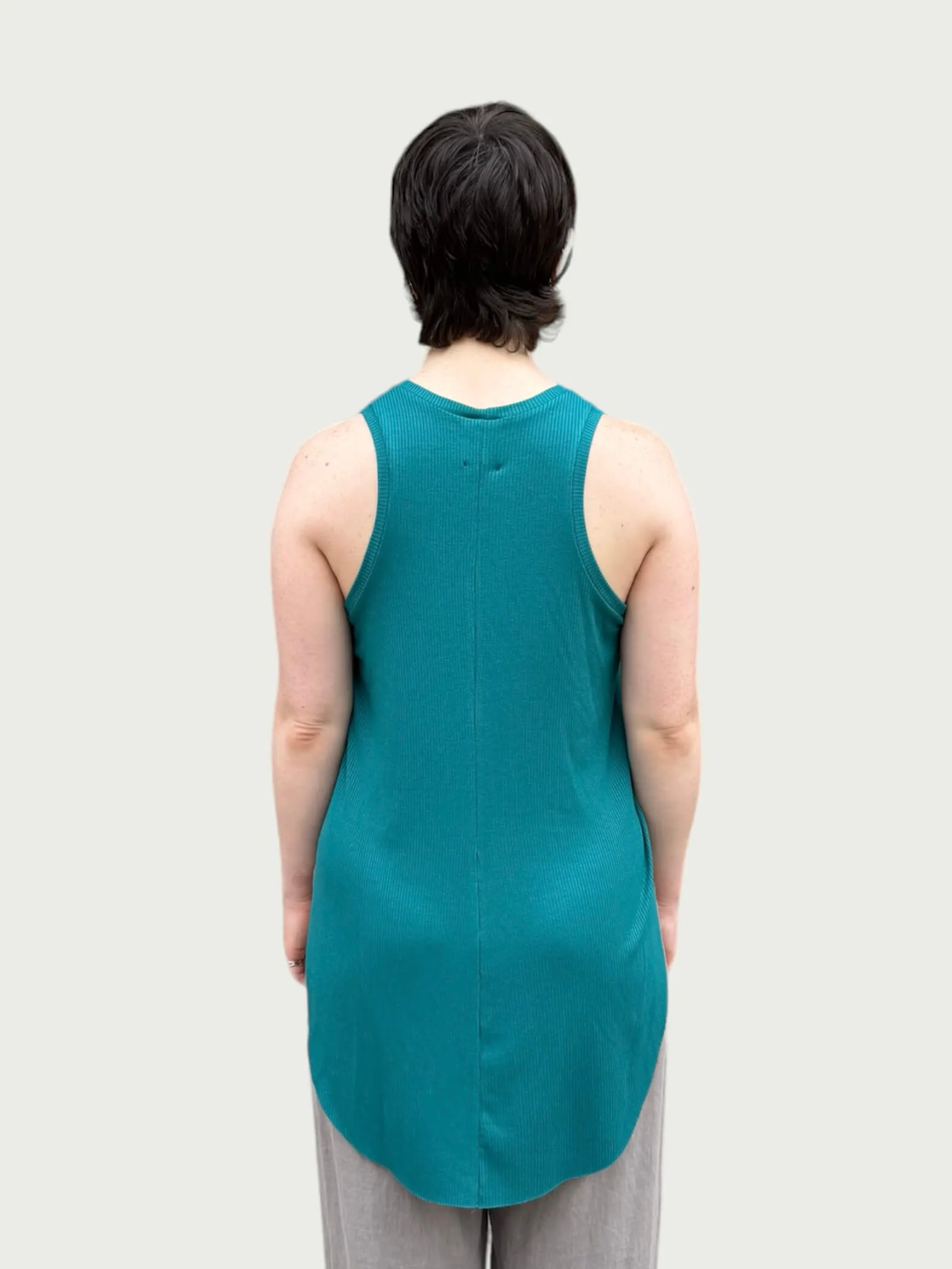 Ribbed Racerback Tank in Teal