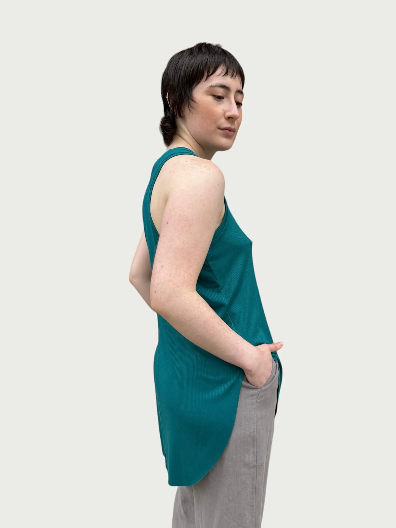 Ribbed Racerback Tank in Teal